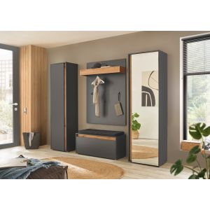 CITY Garderobe G 6 Front/Korpus in Anthrazit Applikation Wotan Eiche Dekor 4 teilig
