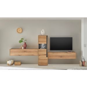 CITY Vitrine 27 Maße 50/155/40 cm  Front/Korpus Evoke Applikation Anthrazit Eiche Dekor