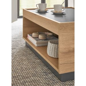 CITY Couchtisch 61 Maße 90/38/60 cm Front/Korpus Evoke Eiche Dekor/Applikation Anthrazit