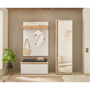 CITY Garderobe G2  Front/Korpus in Weiss  Applikation Wotan Eiche Dekor 3 teilig