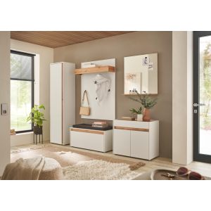 CITY Flur Garderobe G4 Front/Korpus in Weiss Applikation Wotan Eiche Dekor 5 teilig