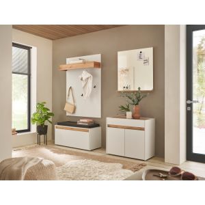 CITY Garderobe G5 Front/Korpus in weiß Applikation Wotan Eiche Dekor 4 teilig