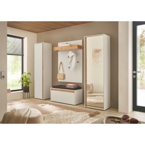 CITY Garderobe G 6 Front/Korpus in weiß Applikation Wotan Eiche Dekor 4 teilig