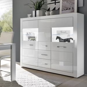 BIANCO Highboard Typ 53 Front MDF Hochglanz /Korpus Weiß NB 149/142/42 cm
