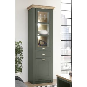 CAMBRIDGE Vitrine Type 23 Front/Korpus Grün Applikation Wotan Eiche Dekor Maße 68/207/45 cm