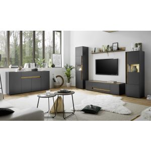 City Wohnwand 19 Anthrazit Wotan Eiche Dekor -11