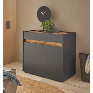 CITY Flur Kommode 53 Front/Korpus in Anthrazit  Applikation Wotan Eiche Dekor Maße 80/70/40 cm