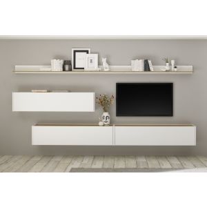 CITY  Wohnwand 12  Korpus/Front Weiss /Applikation Wotan Eiche Dekor 5 teilig