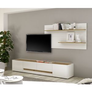 CITY  Wohnwand 15  Korpus/Front Weiss /Applikation Wotan Eiche Dekor 2 teilig