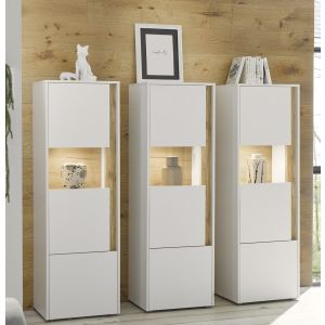 CITY  Vitrinen 17  Korpus/Front Weiss /Applikation Wotan Eiche Dekor3 teilig