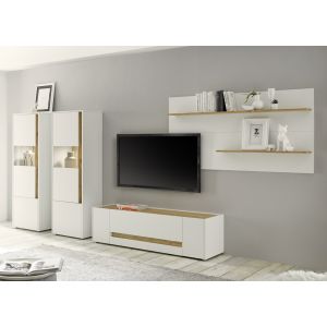 IMV City Wohnwand 18 Weiss Wotan Eiche Dekor -1