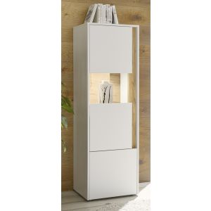 CITY Vitrine 27 Maße 50/155/40 cm Front/Korpus weiß Applikation Wotan Eiche Dekor