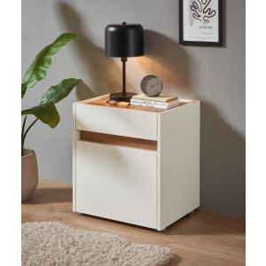 CITY Schlafzimmer Nachtkommode Front/Korpus Weiss / Applikation Wotan Eiche Dekor Maße 50/55/40 cm