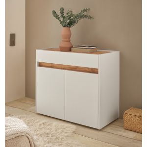 CITY Kommode 53 Front/Korpus weiß Applikation Wotan Eiche Dekor Maße 80/70/40 cm