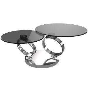 Couchtisch Eolia AKANTE  Edelstahlgestell Glas/Keramik