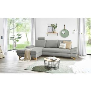 HALSTA Ecksofa/Schlafsofa mit Chaiselongue links  mit Bettfunktion Velour