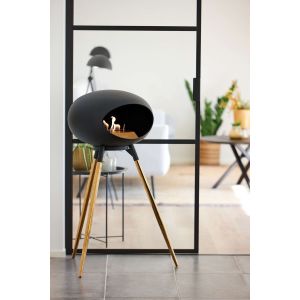 le feu Dome - GROUND HIGH Dreibeinkamin  Design Kamin - Schwarz Bioethanol Kamin 