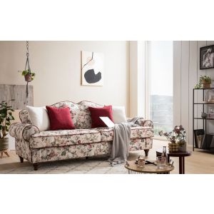 LUIZA Couch im Landhausstil 3,5-Sitzer Blumenmuster