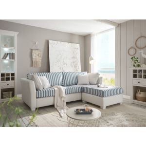 WESTERLAND Couch 3 Sitzer 240 cm  + HOCKER  80 cm moderner Landhausstil im maritimen Look 