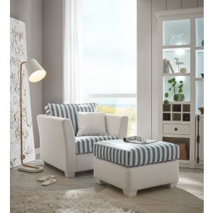 WESTERLAND  SESSEL 95 cm + HOCKER 65 cm im modernen Landhausstil maritimer Look