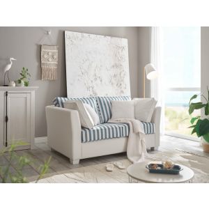 WESTERLAND Couch 2-Sitzer Breite 160 cm im Ladhausstil maritimer Look in Blau Weiß gestreift