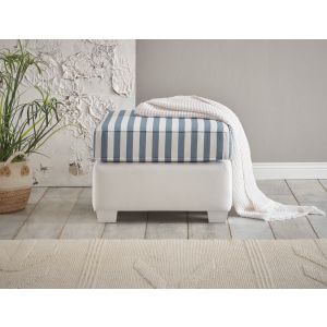WESTERLAND Hocker 65 cm  im modernen Landhausstil maritimer Look Blau Weiß gestreift