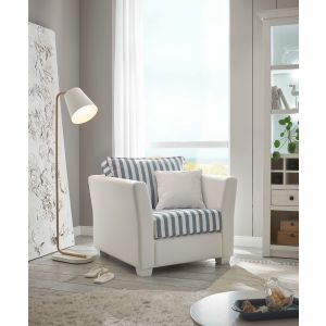 WESTERLAND Sessel im modernen Landhausstil Breite 95 cm maritimer Look  Blau Weiß gestreift