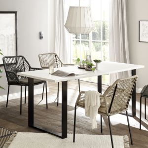 SHERWOOD Esstisch 03 in Pinie weiss Dekor Anthrazit 180/76/80 cm