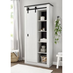 SHERWOOD Schrank 14 in Pinie Weiss Dekor Anthrazit 93/201/38 cm