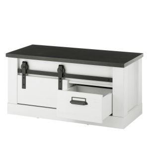 SHERWOOD Garderobenbank 75  in Pinie Weiss Dekor Anthrazit 93/46/43 cm
