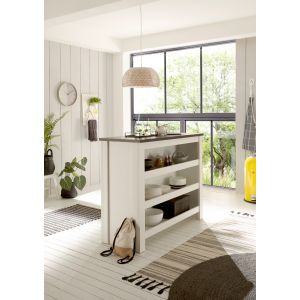 SHERWOOD Küchentheke C1  Pinie Weiß Dekor Anthrazit Maße 130/106/52 cm 