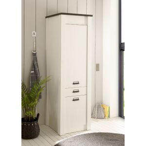 SHERWOOD Stauraumschrank Maße 62 cm x 201cm x 64 cm Pinie Weiß Dekor Anthrazit