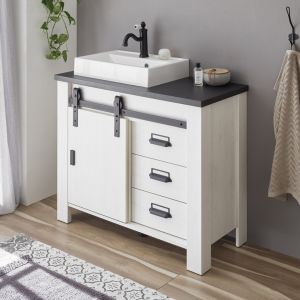 Sherwood Einzelwaschtisch Type 45 in Pinie Weiss Dekor