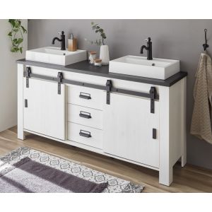 Sherwood Doppelwaschtisch Type 47 in Pinie Weiss Dekor