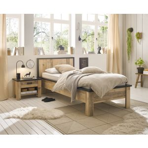 SHERWOOD BA Schlafzimmer Bettgestell LF 90 x 200 cm und Kommode  2 teilig 