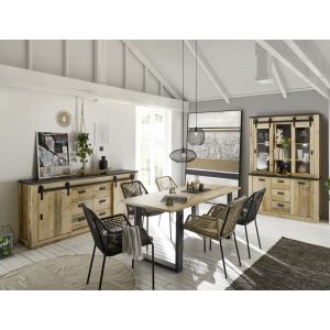 SHERWOOD Esszimmerset Set 2 in Old Style hell Dekor Anthrazit 3 teilig