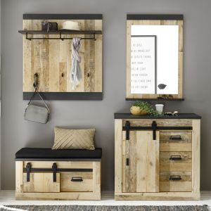 SHERWOOD Garderobenset  4 in Old Style hell Dekor 4 teilig