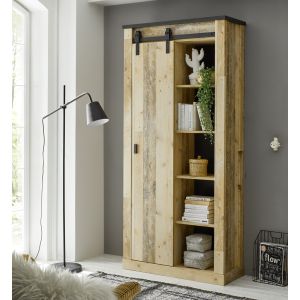SHERWOOD Schrank 14 in Old Style hell Dekor Anthrazit 93/201/38 cm