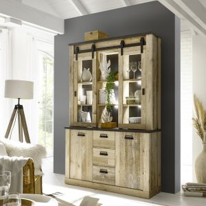 SHERWOOD Buffetschrank Type 57 in Old Style hell Dekor Anthrazit Maße 133 cm x 201 cm x 31/38 cm