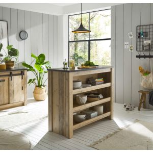SHERWOOD Küchentheke  C1 Old Style hell Dekor Anthrazit Maße 130/106/52 cm