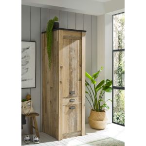 SHERWOOD Stauraumschrank in Old Style hell Dekor Anthrazit Maße 62 cm x 201 cm x 64 cm