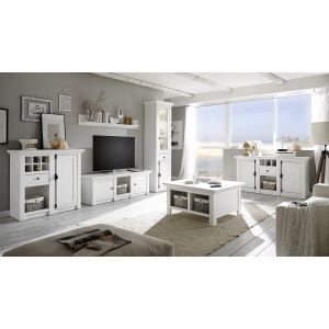 WESTERLAND  Couchtisch  61 mit geteilter Platte  Pinie weiß NB Maße 93/50/93 cm