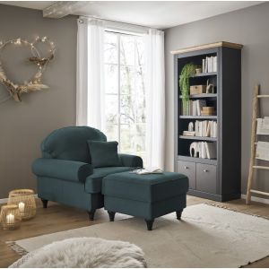 CARMEN Sessel Breite 110 cm + Hocker Breite 65 cm romantischer Landhausstil