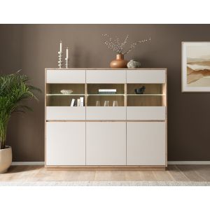 SONORA Highboard 56 Front Kaschmir / Korpus in Eiche Artisan Dekor