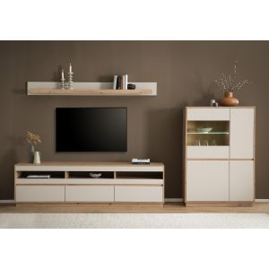 SONORA Wohnkombi W6 Front in Kaschmir / Korpus in Eiche Artisan Dekor 3 teilig 