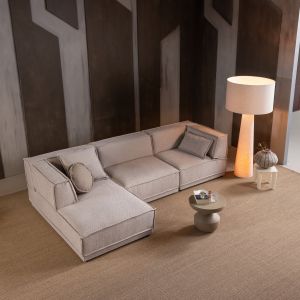 WOOOD Sofa Manu Chaiselongue  Grob Chenille Natur