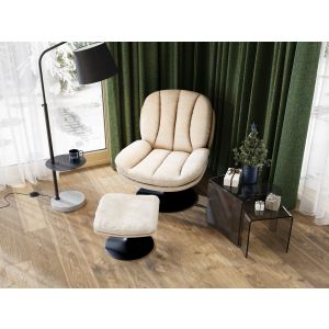 AKANTE Sessel Lisboa 360° drehbar inklusive Hocker