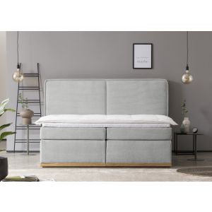 SHERWOOD Boxspringbett Liegefläche 200 x 200 cm Cord Hellgrau