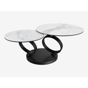 AKANTE EOLIA Black Couchtisch schwarzes Gestell Tischplatten Double Ceramique Maße 75/130 cm x 41,5 cm