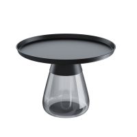 DROP Couchtisch Glasgestell in  grau/ schwarz mit schwarzem Tablett